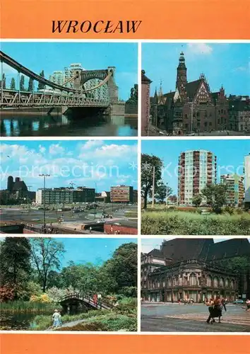 AK / Ansichtskarte Wroclaw Oder Bruecke Rathaus Platz Hochhaus Botanischer Garten Hotel Wroclaw