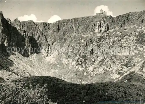 AK / Ansichtskarte Karkonosze Sniezne Kotly Gletscherkare Riesengebirge Sendestation Karkonosze