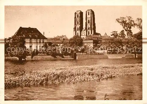 AK / Ansichtskarte Wroclaw Widok na Ostrow Tumski Kathedrale Insel Wroclaw