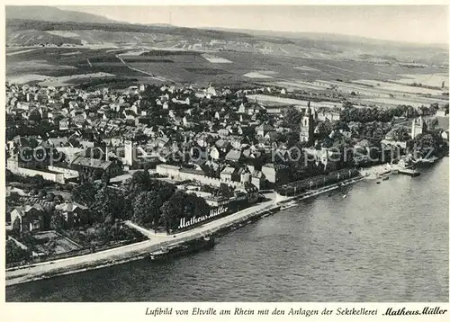 AK / Ansichtskarte Eltville_Rhein Anlagen der Sektkellerei Matheus Mueller MM Sekt Fliegeraufnahme Eltville_Rhein