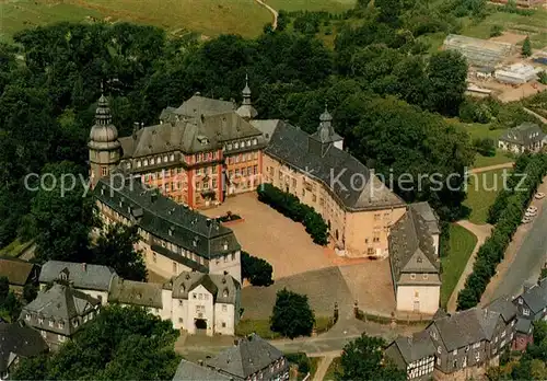 AK / Ansichtskarte Bad_Berleburg Schloss Wittgensteiner Berg  und Waldrand Fliegeraufnahme Bad_Berleburg