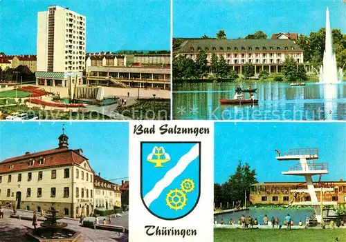 AK / Ansichtskarte Bad_Salzungen Leninplatz Kurhaus Burgsee Rathaus Markt Schwimmbad Bad_Salzungen