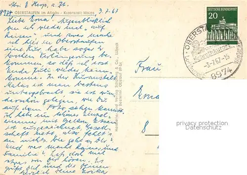 AK / Ansichtskarte Oberstaufen Kuranstalt Malas Landschaftspanorama Allgaeuer Alpen Oberstaufen