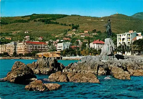 AK / Ansichtskarte Opatija_Istrien Panorama Statue Hafen Opatija_Istrien