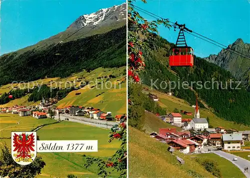 AK / Ansichtskarte Soelden_oetztal Panorama Bergbahn oetztaler Alpen Soelden oetztal