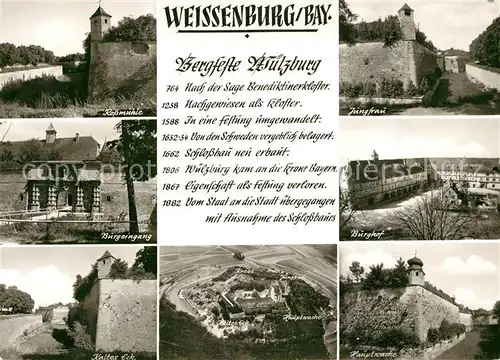 AK / Ansichtskarte Weissenburg_Bayern Rossmuehle Burg Burghof Stadtmauer Bergfeste Wuelzburg Weissenburg Bayern