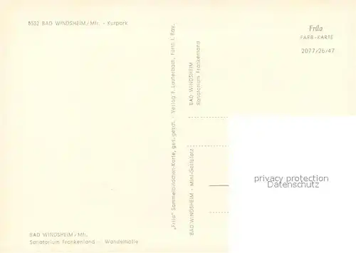 AK / Ansichtskarte Bad_Windsheim Sanatorium Frankenland Wandelhalle Kurpark Bad_Windsheim