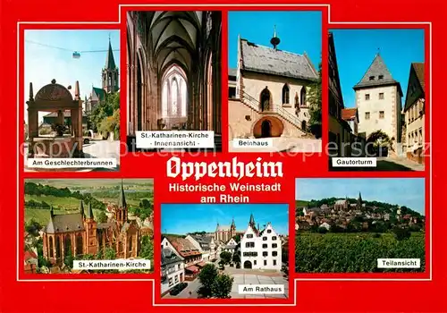 AK / Ansichtskarte Oppenheim Geschlechterbrunnen St Katharinen Kirche Beinhaus Gautorturm Rathaus Oppenheim
