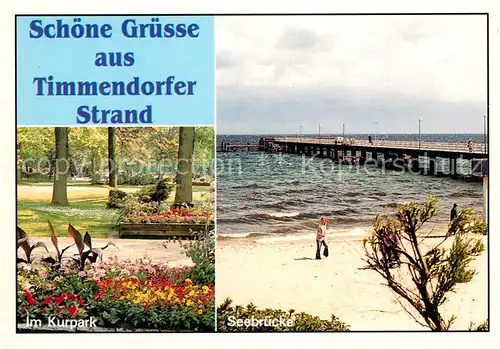AK / Ansichtskarte Timmendorfer_Strand Kurpark Strand Seebruecke Timmendorfer_Strand