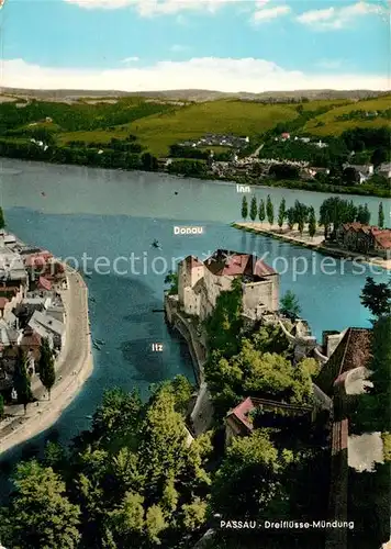 AK / Ansichtskarte Passau Dreifluessemuendung Ilz Donau Inn Passau