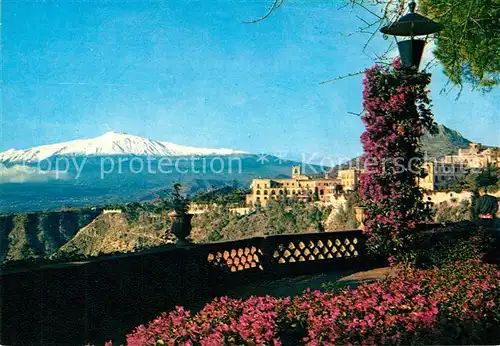 AK / Ansichtskarte Taormina_Sizilien Giardino pubblico volcano Etna Vulkan aetna Taormina Sizilien