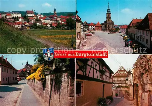 AK / Ansichtskarte Burgkunstadt Ortsansicht mit Kirche Marktplatz Kirche Gasse Altstadt Stadtmauer Burgkunstadt