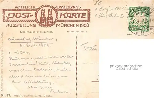 AK / Ansichtskarte Muenchen Ausstellungs Haupt Restaurant Kuenstlerkarte Claus Bergen Muenchen
