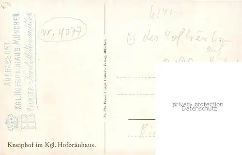 AK / Ansichtskarte Muenchen Kneipphof im Koeniglichen Hofbraeuhaus Muenchen