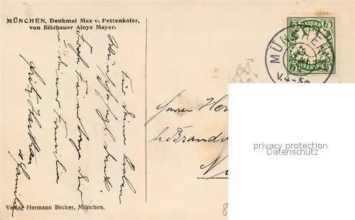 AK / Ansichtskarte Muenchen Denkmal Pettenkofer Muenchen