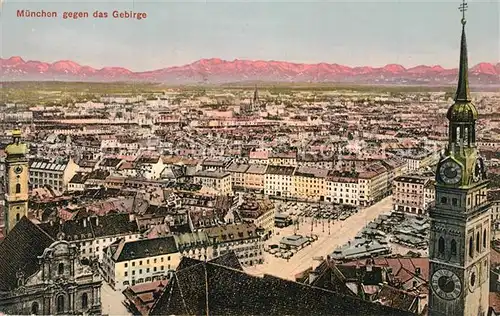 AK / Ansichtskarte Muenchen Vogelperspektive mit Alpen Muenchen
