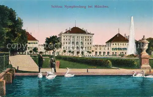 AK / Ansichtskarte Muenchen Schloss Nymphenburg Schwaene Brunnen Muenchen