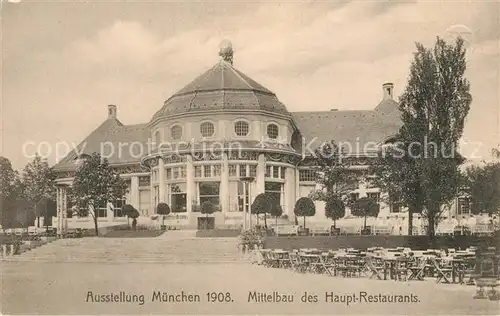 AK / Ansichtskarte Muenchen Ausstellung Mittelbau des Hauptrestaurants Muenchen