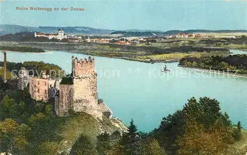 AK / Ansichtskarte Weitenegg_Donau Ruine Donaupartie Weitenegg Donau