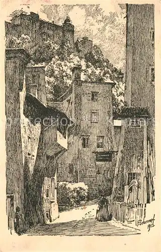 AK / Ansichtskarte Salzburg_Oesterreich Gasse Kuenstlerkarte Salzburg_Oesterreich
