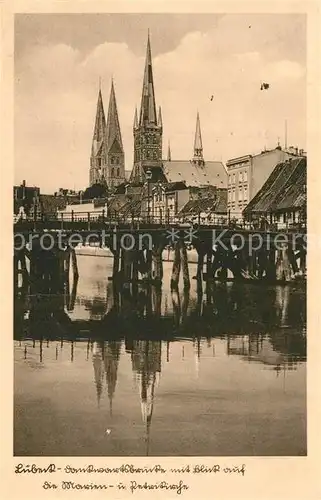 AK / Ansichtskarte Luebeck Dankwartsbruecke Marien und Petrikirche Luebeck
