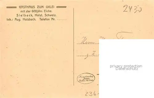 AK / Ansichtskarte Sielbeck_Holsteinische Schweiz Gasthaus zum Uklei Sielbeck
