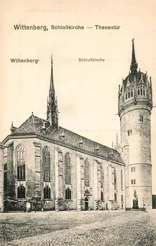 AK / Ansichtskarte Wittenberg_Lutherstadt Thesetuer Schlosskirche  Wittenberg_Lutherstadt