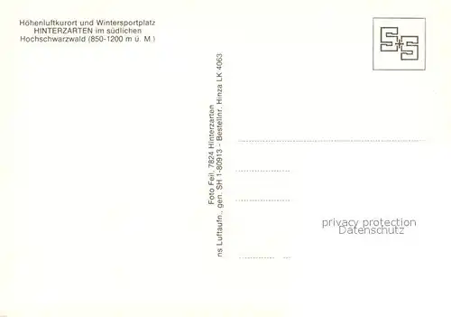 AK / Ansichtskarte Hinterzarten Fliegeraufnahme Hinterzarten