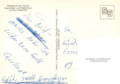 AK / Ansichtskarte Passau Veste Ober  Niederhaus MS Rakoczi Passau