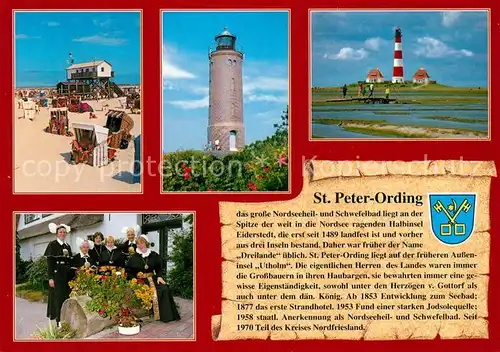 AK / Ansichtskarte St_Peter Ording Boehler Leuchtturm Westerhever Leuchtturm Eiderstedter Tracht St_Peter Ording