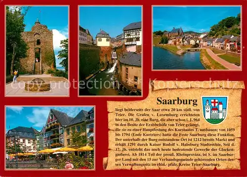 AK / Ansichtskarte Saarburg_Saar Burgturm Wasserfall alte Muehle Buttermarkt Saarburg Saar