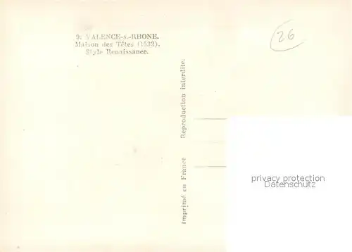 AK / Ansichtskarte Valence_Drome Maison des Tetes Style Renaissance Valence_Drome