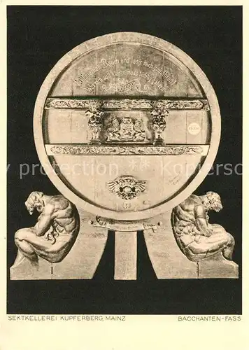 AK / Ansichtskarte Mainz_Rhein Sektkellerei Kupferberg Bacchanten Fass Mainz Rhein