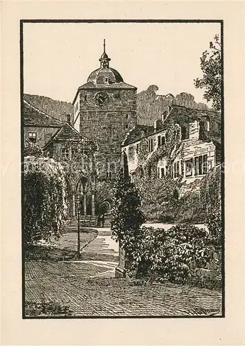 AK / Ansichtskarte Heidelberg_Neckar Schloss Brunnenhalle Wartturm nach einer Federzeichnung von H. Hoffmann Heidelberg Neckar