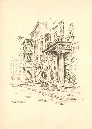 AK / Ansichtskarte Praha_Prahy_Prague Richtruv dum Kuenstlerkarte Pavla Fortova Praha_Prahy_Prague