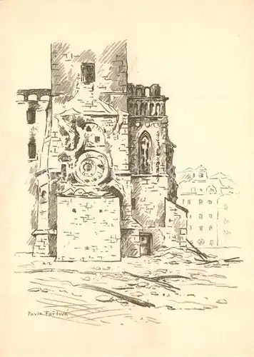 AK / Ansichtskarte Praha_Prahy_Prague Staromestsky orloj Kuenstlerkarte Pavla Fortova Praha_Prahy_Prague