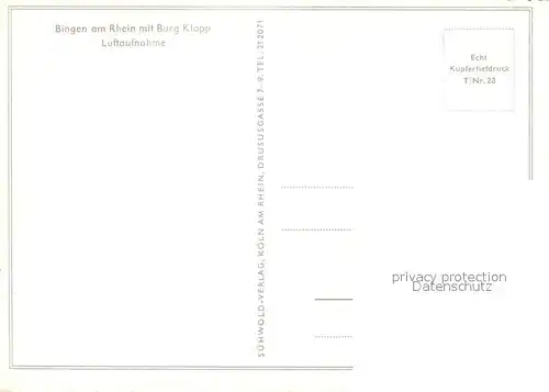 AK / Ansichtskarte Bingen_Rhein Fliegeraufnahme Burg Klopp Bingen Rhein