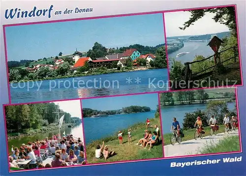 AK / Ansichtskarte Windorf_Niederbayern Teilansichten Flusspartien Radfahrer Windorf Niederbayern