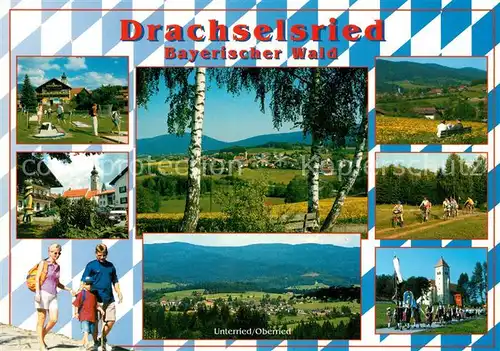 AK / Ansichtskarte Drachselsried Minigolf Kirche Panorama Unter und Oberried Festzug Drachselsried