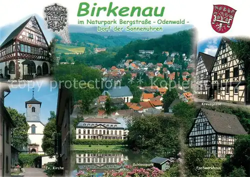 AK / Ansichtskarte Birkenau_Odenwald Altes Rathaus Ev Kirche Schlosspark Kreuzgasse Fachwerkhaus Birkenau Odenwald