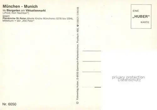 AK / Ansichtskarte Muenchen Biergarten am Viktualienmarkt Pfarrkirche St Peter Muenchen