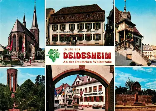 AK / Ansichtskarte Deidesheim Kirche Gasthaus Rathaus Turm Deidesheimer Hof Deidesheim