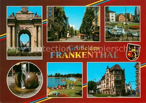 AK / Ansichtskarte Frankenthal_Pfalz Innenstadt mit Bauwerken Stadttore Dreifaltigkeitskirche Eckenbert Museum Freiba Frankenthal Pfalz