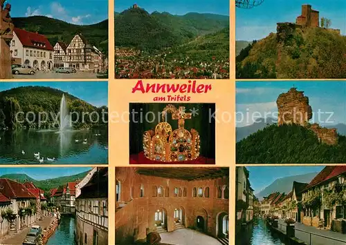 AK / Ansichtskarte Annweiler_Trifels Marktplatz Stadtblick Burg Schwanenteich Ruine Kanal Annweiler_Trifels