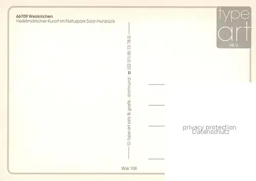 AK / Ansichtskarte Weiskirchen_Saar Triererstrasse Mutter Kind Kurhaus Rathaus Parkhotel Hoher Fels Jugendherberge Hochwaldkliniken Weiskirchen Saar