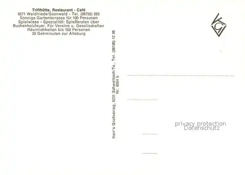 AK / Ansichtskarte Soonwald Trifthuette Restaurant Cafe Soonwald