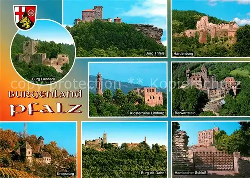 AK / Ansichtskarte Rheinland_Pfalz Burg Landeck Burg Trifels Hardenburg Klosterruine Limburg Berwartstein Kropsburg Burg Alt Dahn Hambacher Schloss Rheinland_Pfalz 