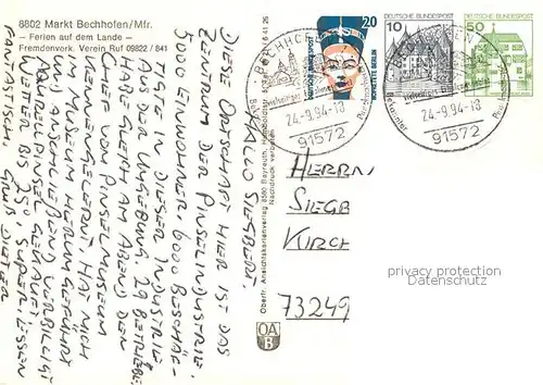 AK / Ansichtskarte Bechhofen_Mittelfranken Hallenbad Kirche Kinderspielplatz Strassenpartie Uferpartie am See Bechhofen Mittelfranken