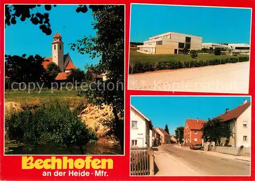 AK / Ansichtskarte Bechhofen_Mittelfranken Blick zur Kirche Schule Strassenpartie Bechhofen Mittelfranken