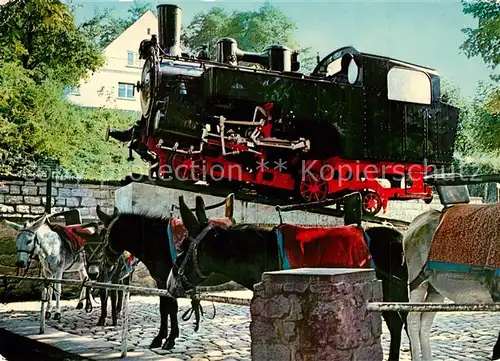 AK / Ansichtskarte Koenigswinter Alte Lokomotive Dampflokomotive Drachenfelszahnradbahn Esel Lasttiere Koenigswinter